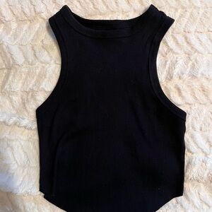 Black Sleeveless Cropped Ribbed Top